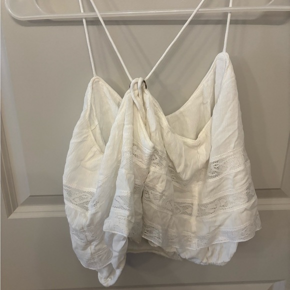 Free People white lace cropped flowy cami blouse size L - Picture 9 of 15